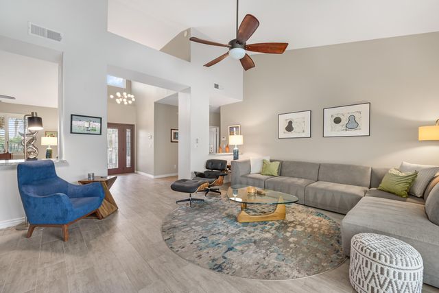 a living room with furniture