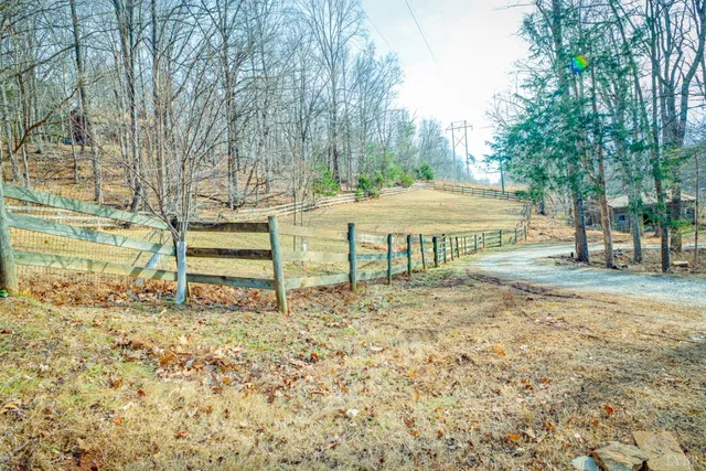 an aerial view of a house with garden