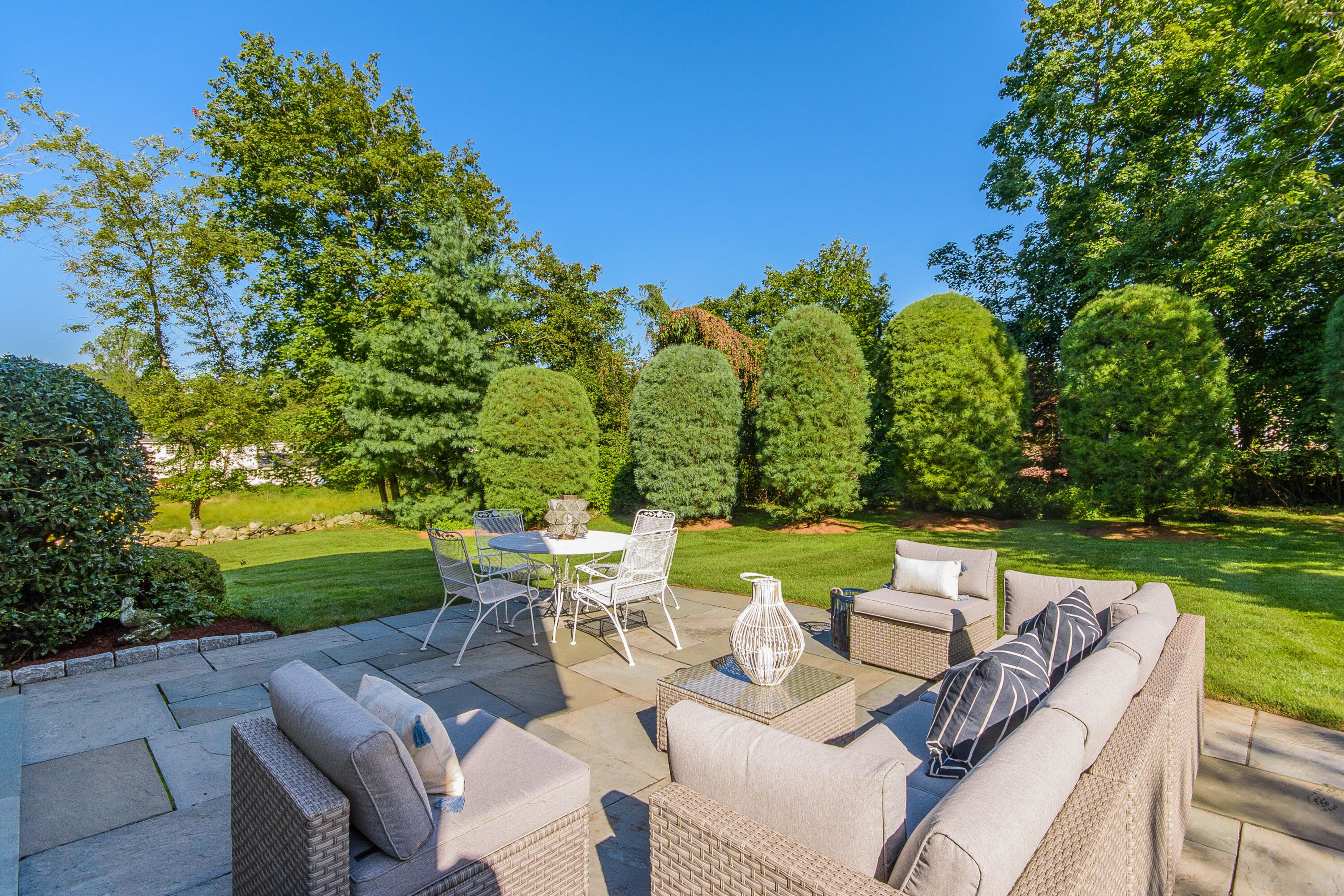 2 Hedge Row Darien, CT 06820 - Photo 28 of 38 a view of yard from deck patio and outdoor seating