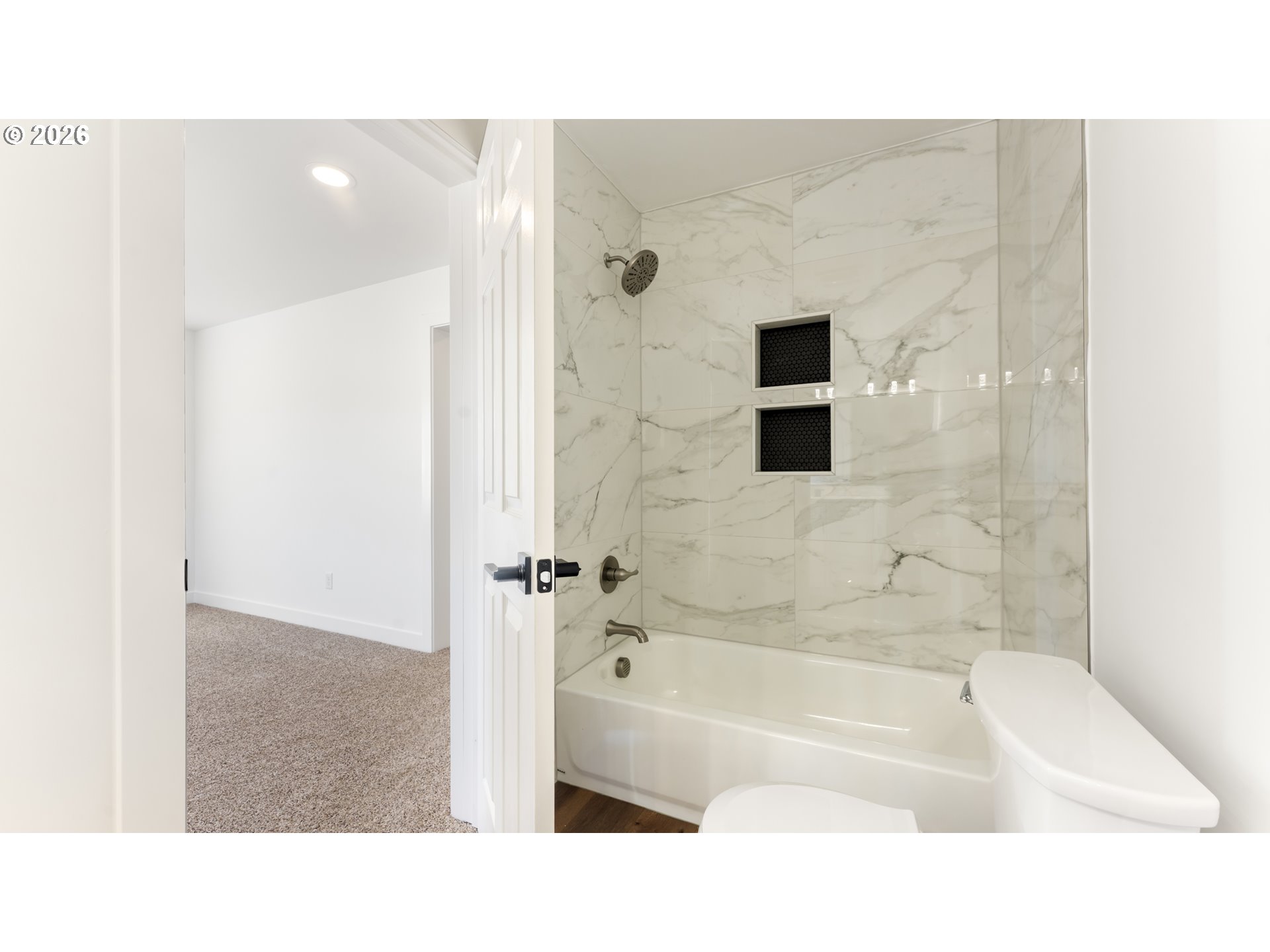 141 Northeast D Street Willamina, OR 97396 - Photo 25 of 43 a bathroom with a tub shower sink and a mirror