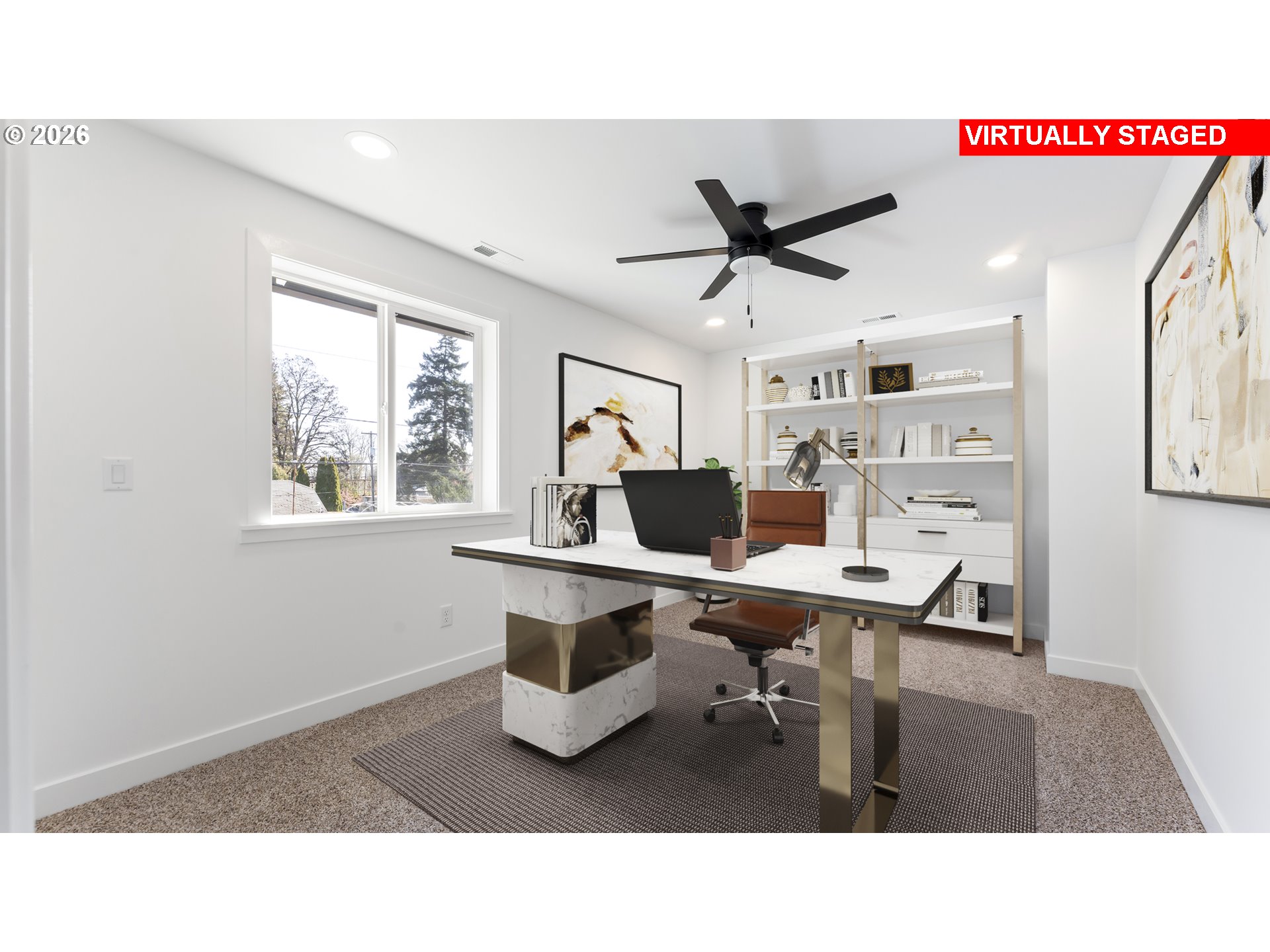 141 Northeast D Street Willamina, OR 97396 - Photo 28 of 43 a upper view of a workspace with furniture and a window