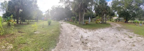a view of a yard with fountain