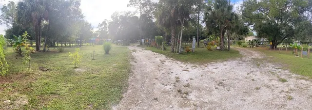 a view of a yard with fountain