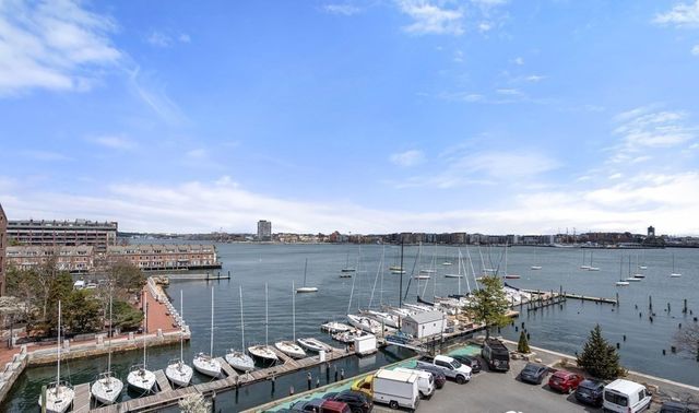 a view of a lake with a terrace