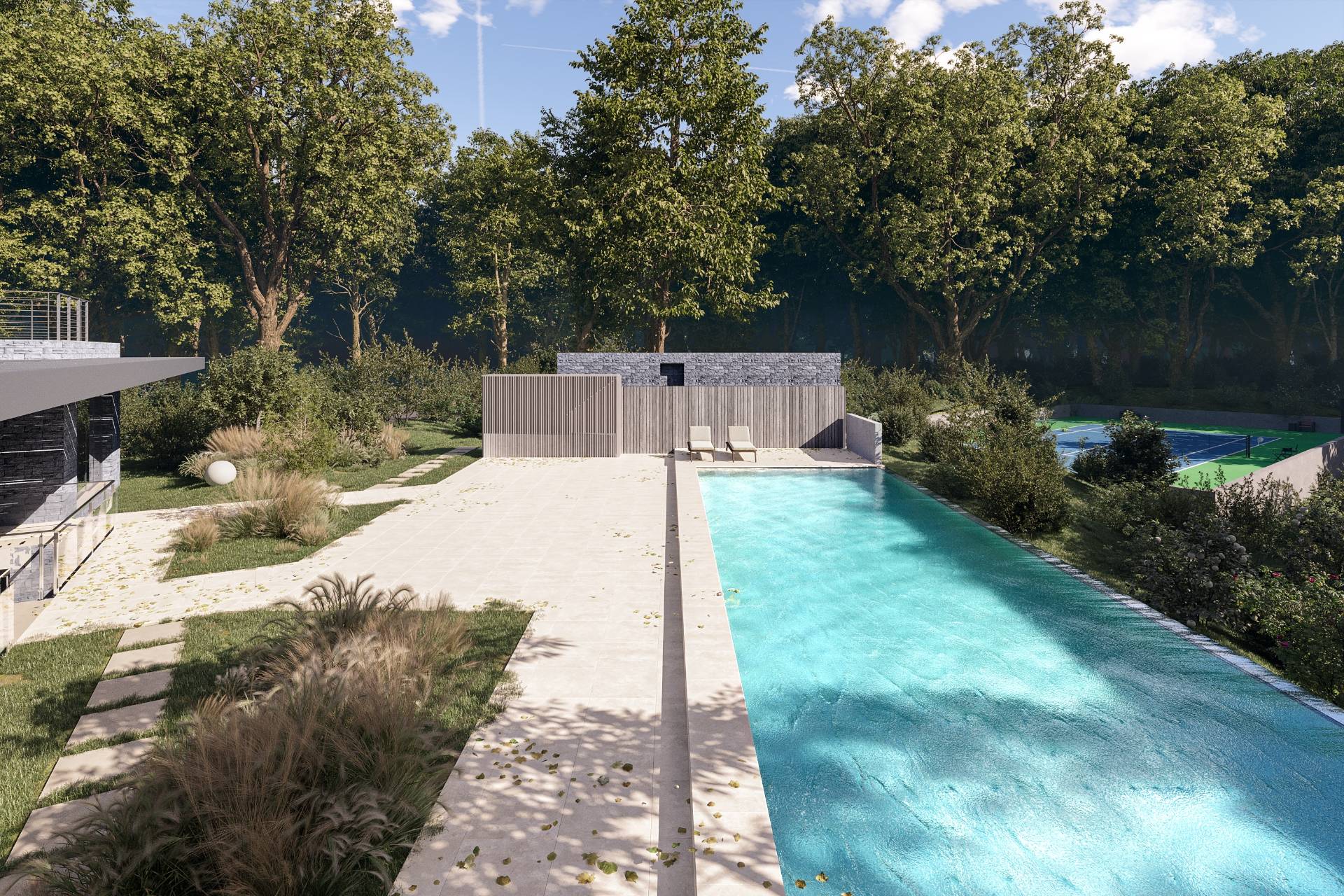 1694 Millstone Road Sag Harbor, NY 11963 - Photo 6 of 6 a view of backyard with swimming pool and green space