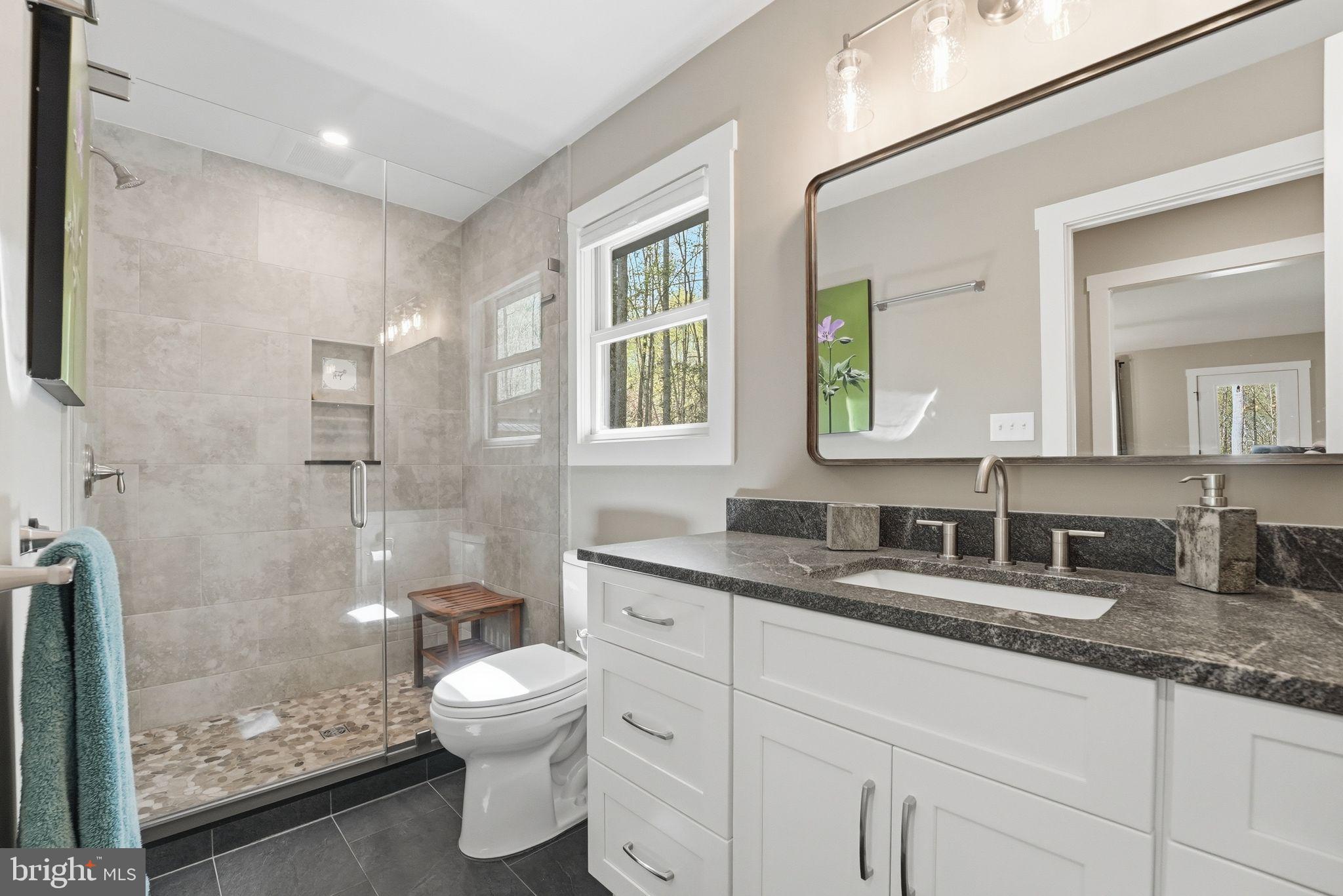 677 Weaver Hollow Road Banco, VA 22711 - Photo 21 of 34 Bathroom with riverstone and glass shower