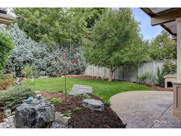 a view of a park with large trees