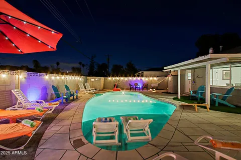 an outdoor space with garden view