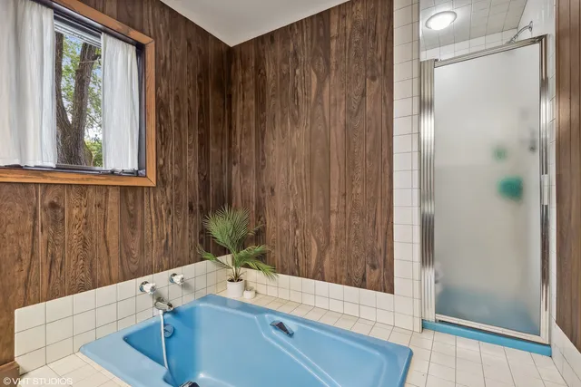a view of a balcony with a potted plant and floor