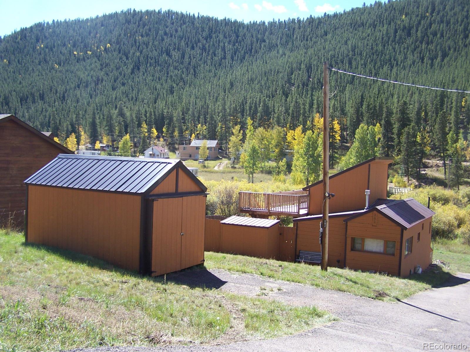 282 Bishop Road Bailey, CO 80421 - Photo 1 of 11 a view of a chairs and table in the backyard
