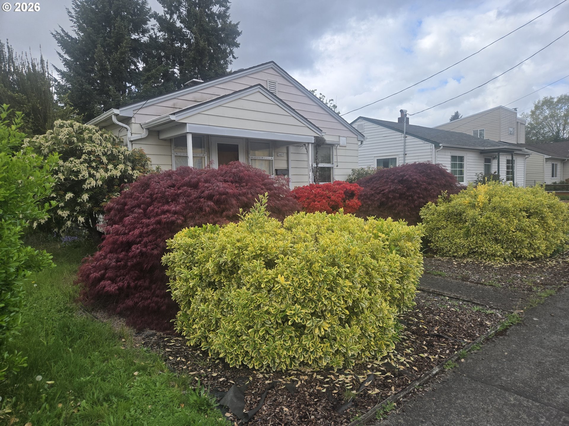 3405 Southeast 69th Avenue Portland, OR 97206 - Photo 2 of 23 a front view of a house with a big yard and potted plants