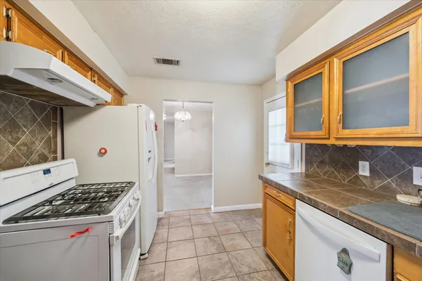 a kitchen with a stove a sink and a refrigerator