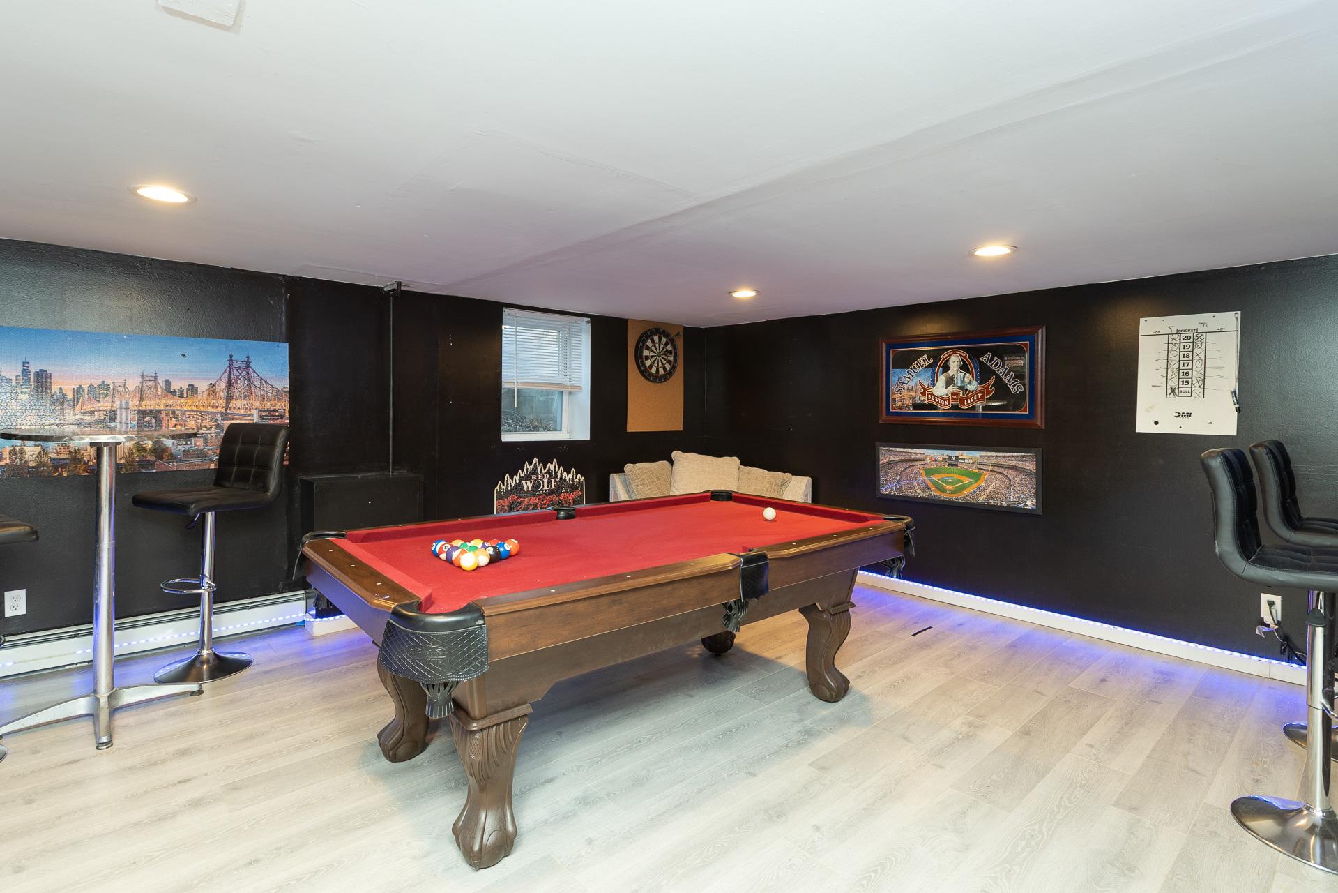 84 Riverside Avenue Mastic Beach, NY 11951 - Photo 17 of 32 Playroom with wood finished floors, recessed lighting, and billiards