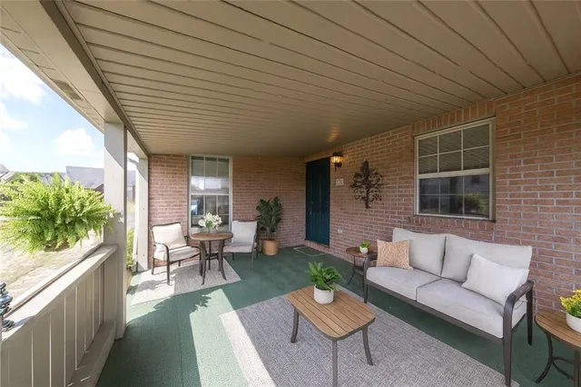 a outdoor space with patio furniture