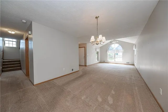 a view of a livingroom with a chandelier