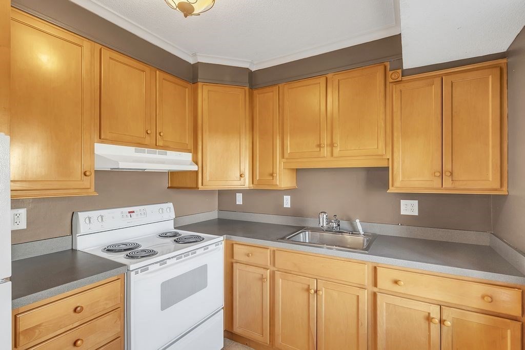 103 Nassau Drive, Unit 103 Springfield, MA 01129 - Photo 4 of 25 a kitchen with granite countertop white cabinets and white appliances
