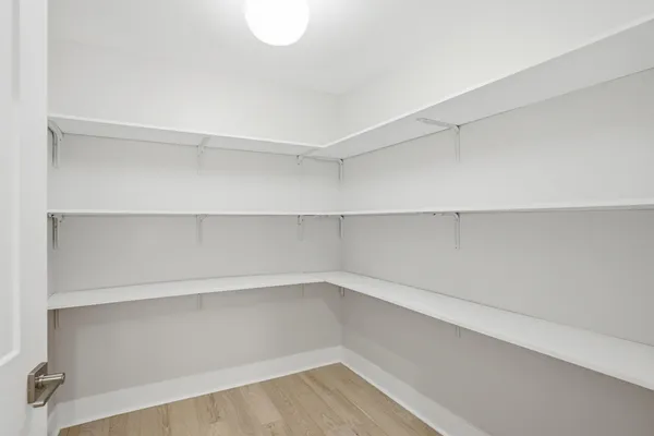 a view of an empty walk in closet