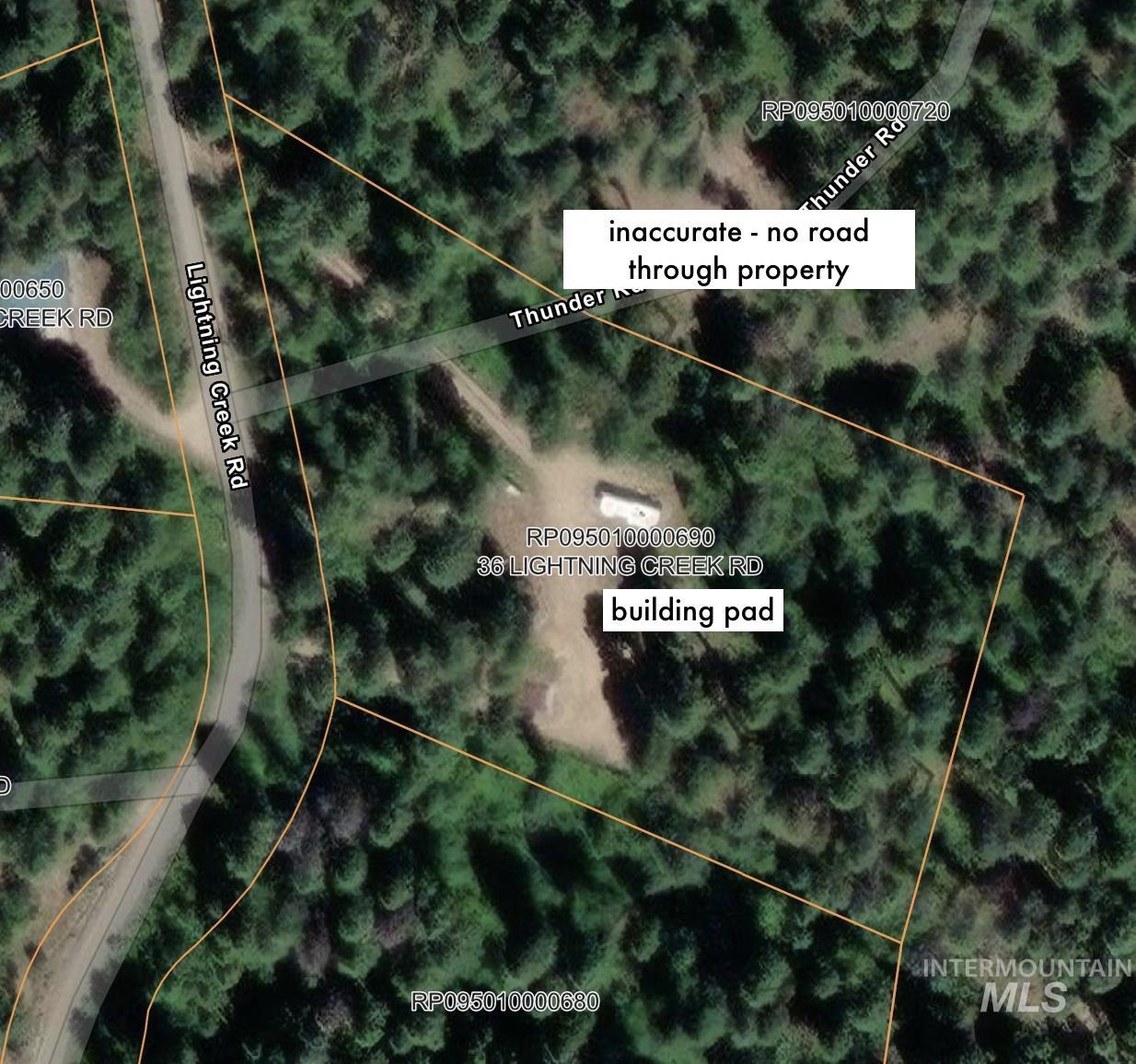 36 Lightning Creek Road Garden Valley, ID 83622 - Photo 12 of 12 Aerial overview of property's location featuring property boundaries highlighted