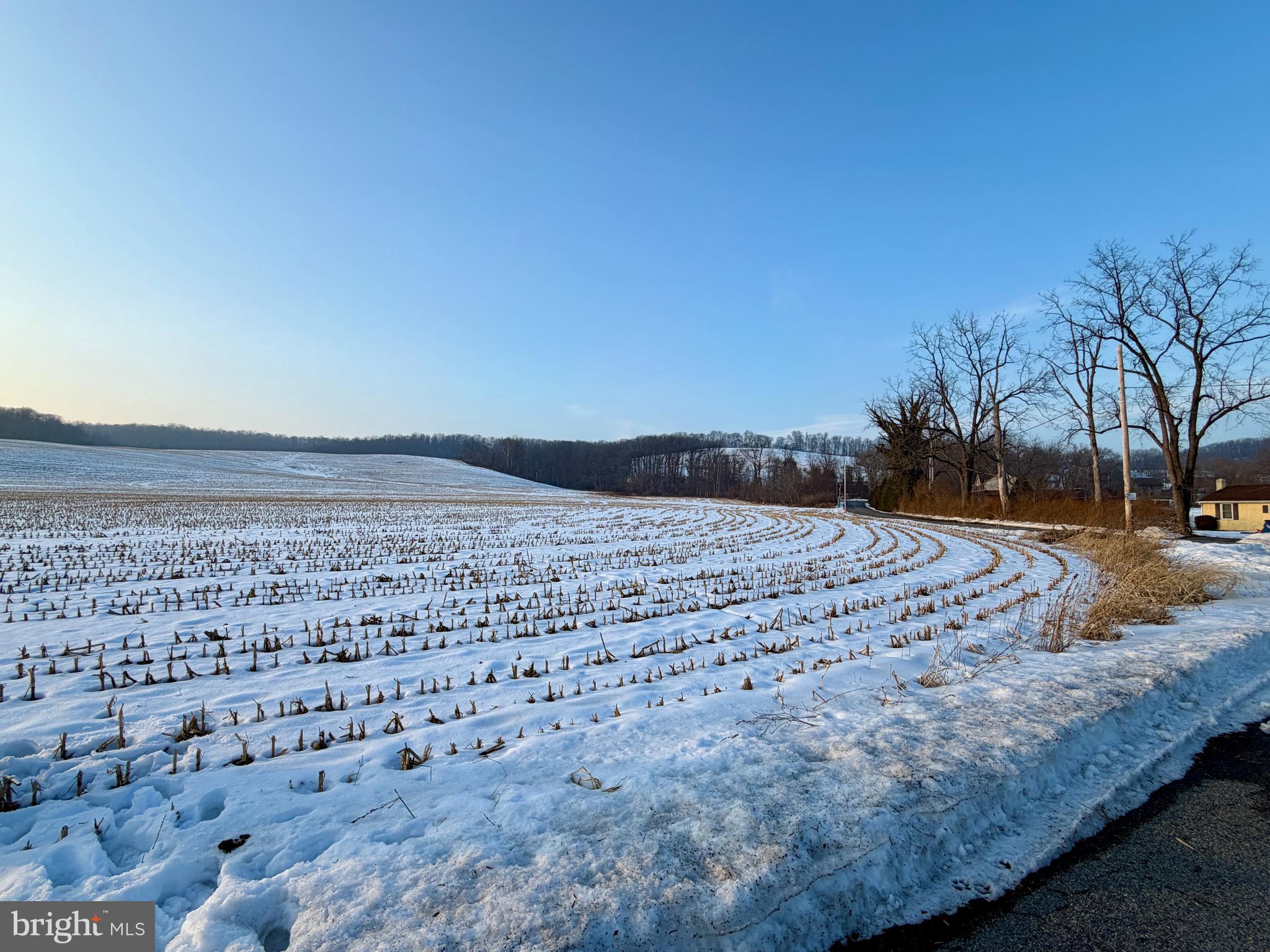 a view of a backyard with snow