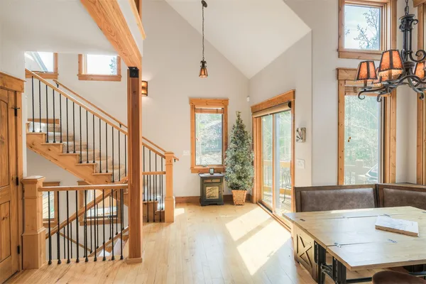 a view of a living room and balcony
