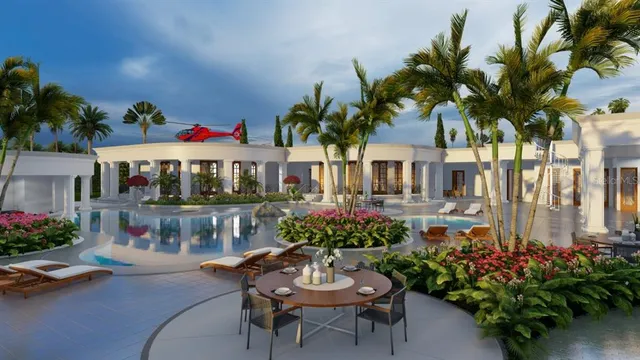 a front view of house with yard and seating area