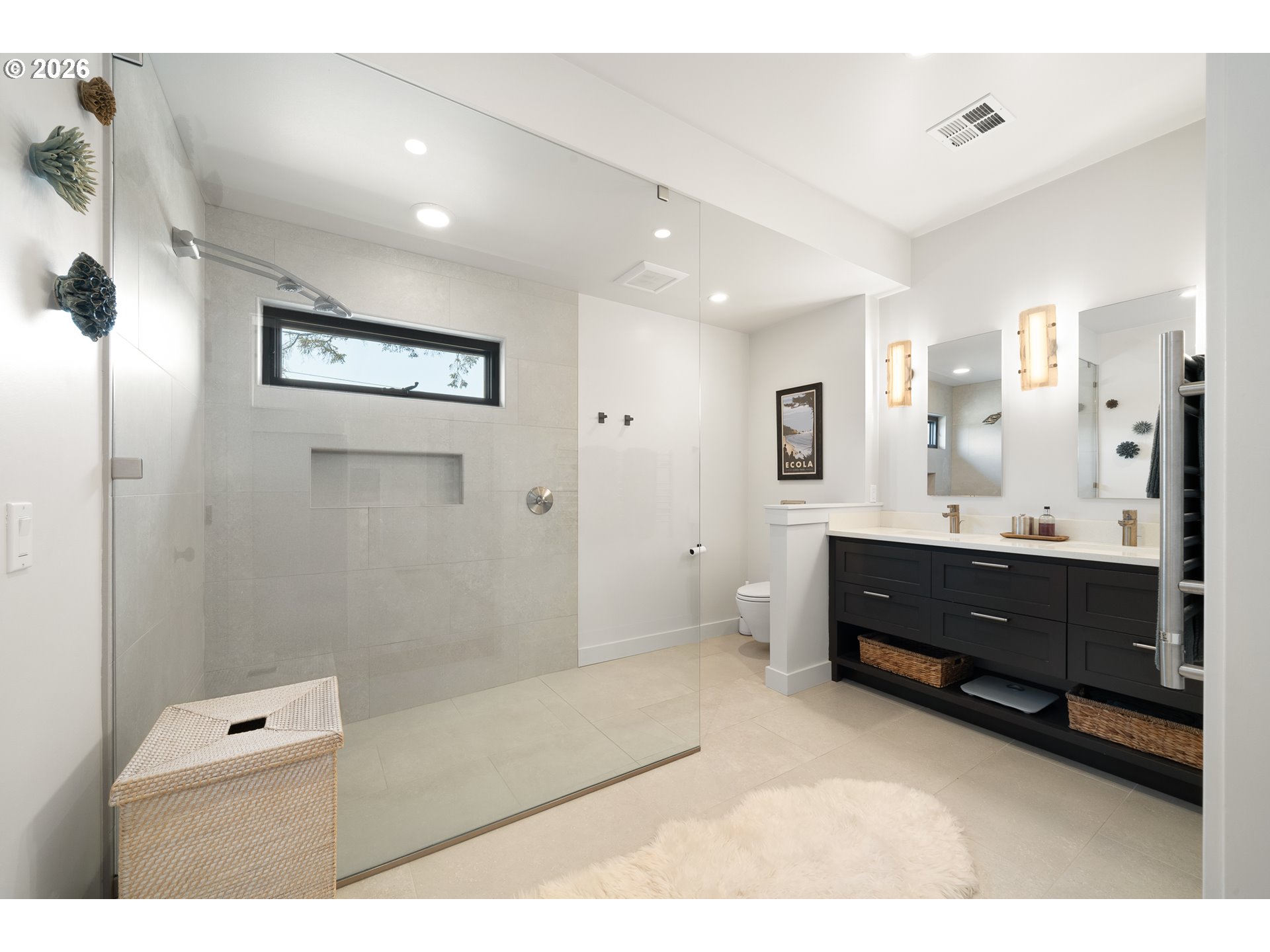 108 West Madison Street Cannon Beach, OR 97110 - Photo 31 of 45 a spacious bathroom with a tub sink shower and mirror