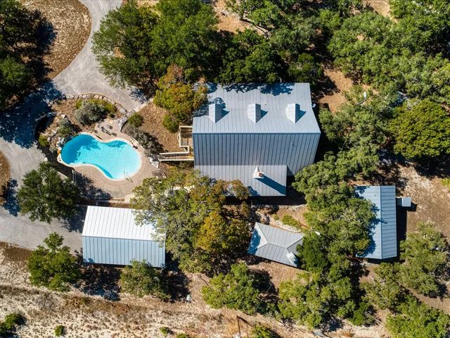 an aerial view of a house