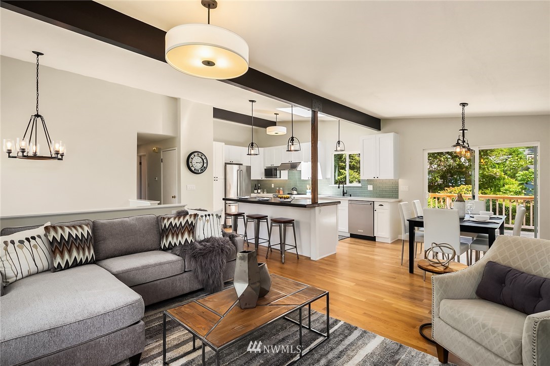 9229 217th Place Southwest Edmonds, WA 98020 - Photo 14 of 38 a living room with furniture kitchen view and a large window