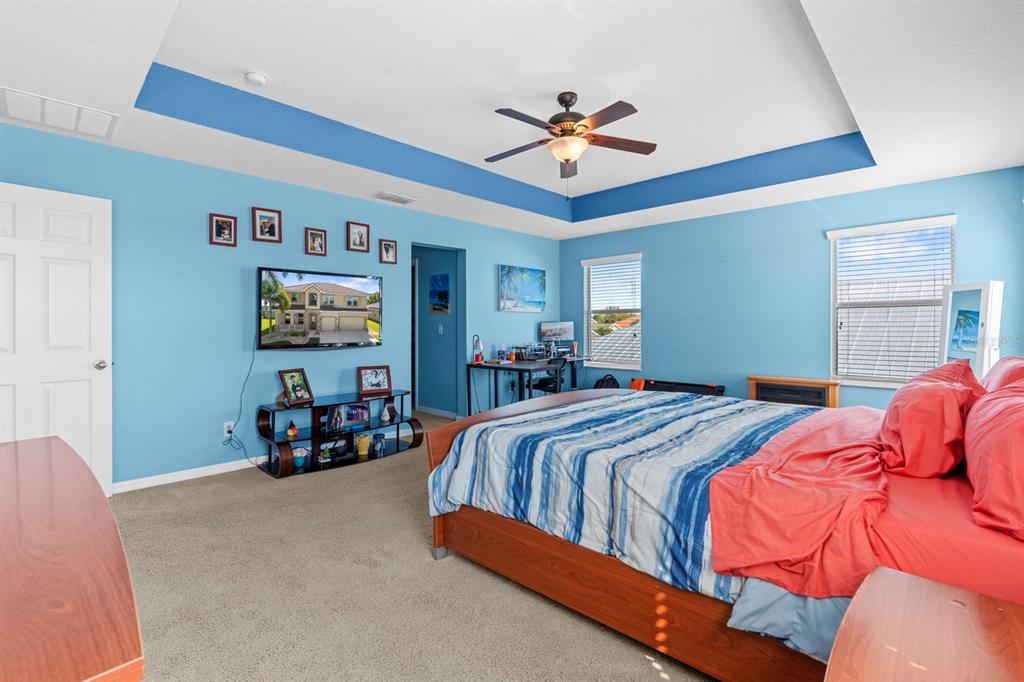 159 Star Shell Drive Apollo Beach, FL 33572 - Photo 45 of 57 a bedroom with a bed and ceiling fan
