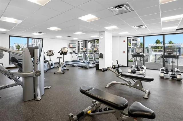 a view of a room with gym equipment
