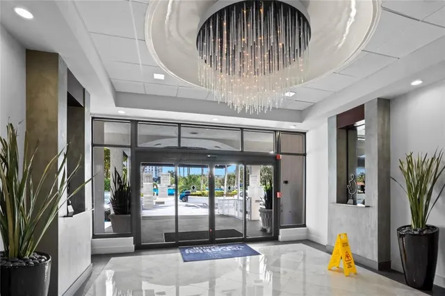 a view of lobby with patio area