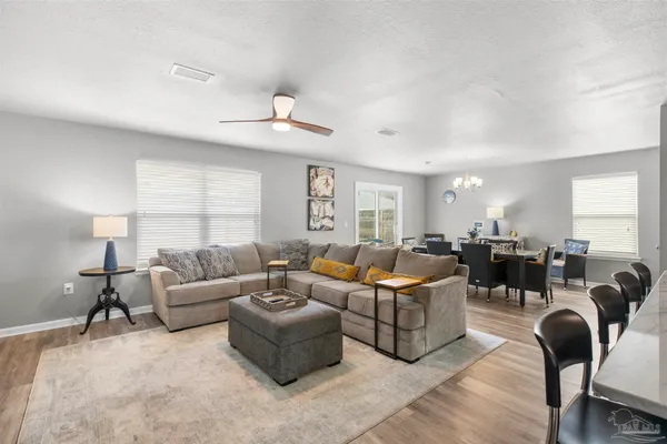 a living room with furniture