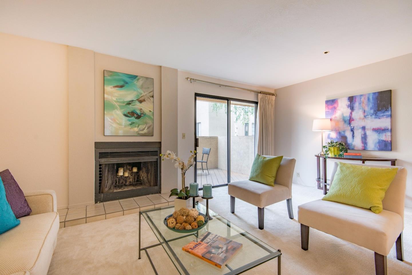 20666 Celeste Circle Cupertino, CA 95014 - Photo 5 of 15 a living room with furniture and a fireplace