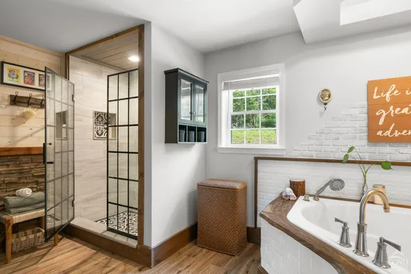 a bathroom with a shower