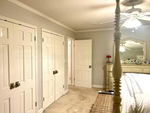 a view of a bathroom with a shower and a mirror