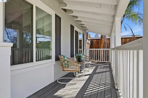 a balcony view with a couch