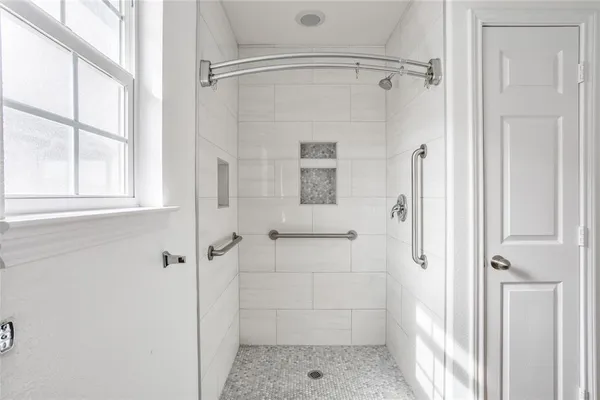 a bathroom with a shower