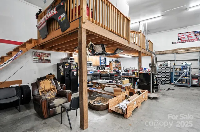 a view of a car in garage