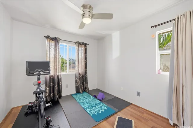 a view of a room with gym equipment