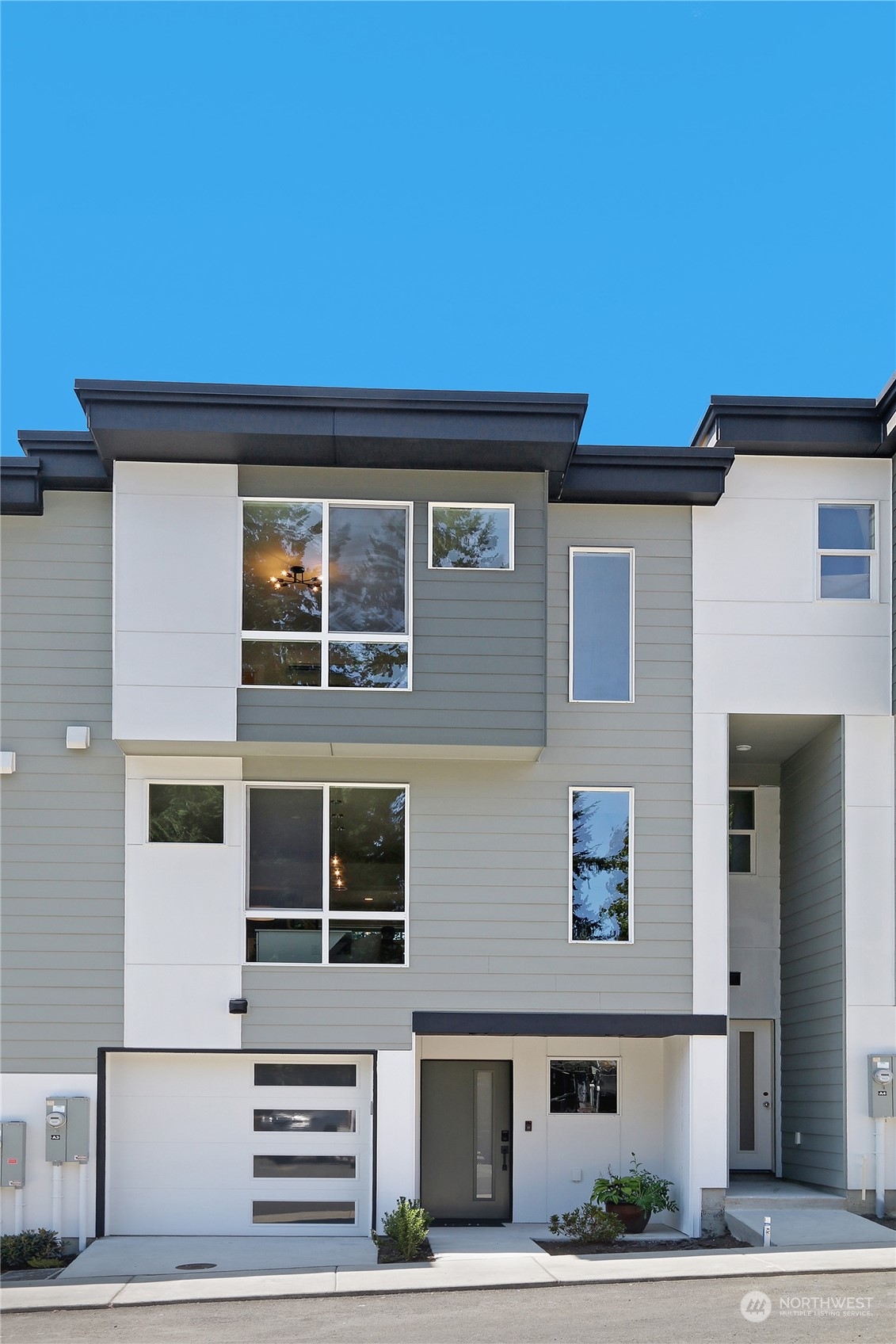 a front view of a house with windows