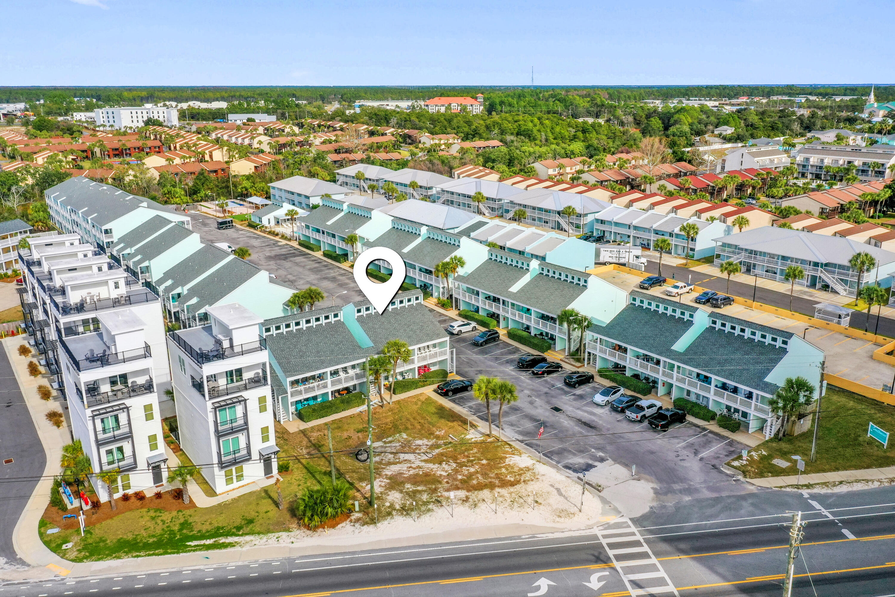17670 Front Beach Road, Unit L7 Panama City Beach, FL 32413 - Photo 50 of 69 an aerial view of residential houses with outdoor space