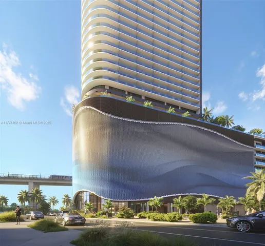 a view of a tall building in the background