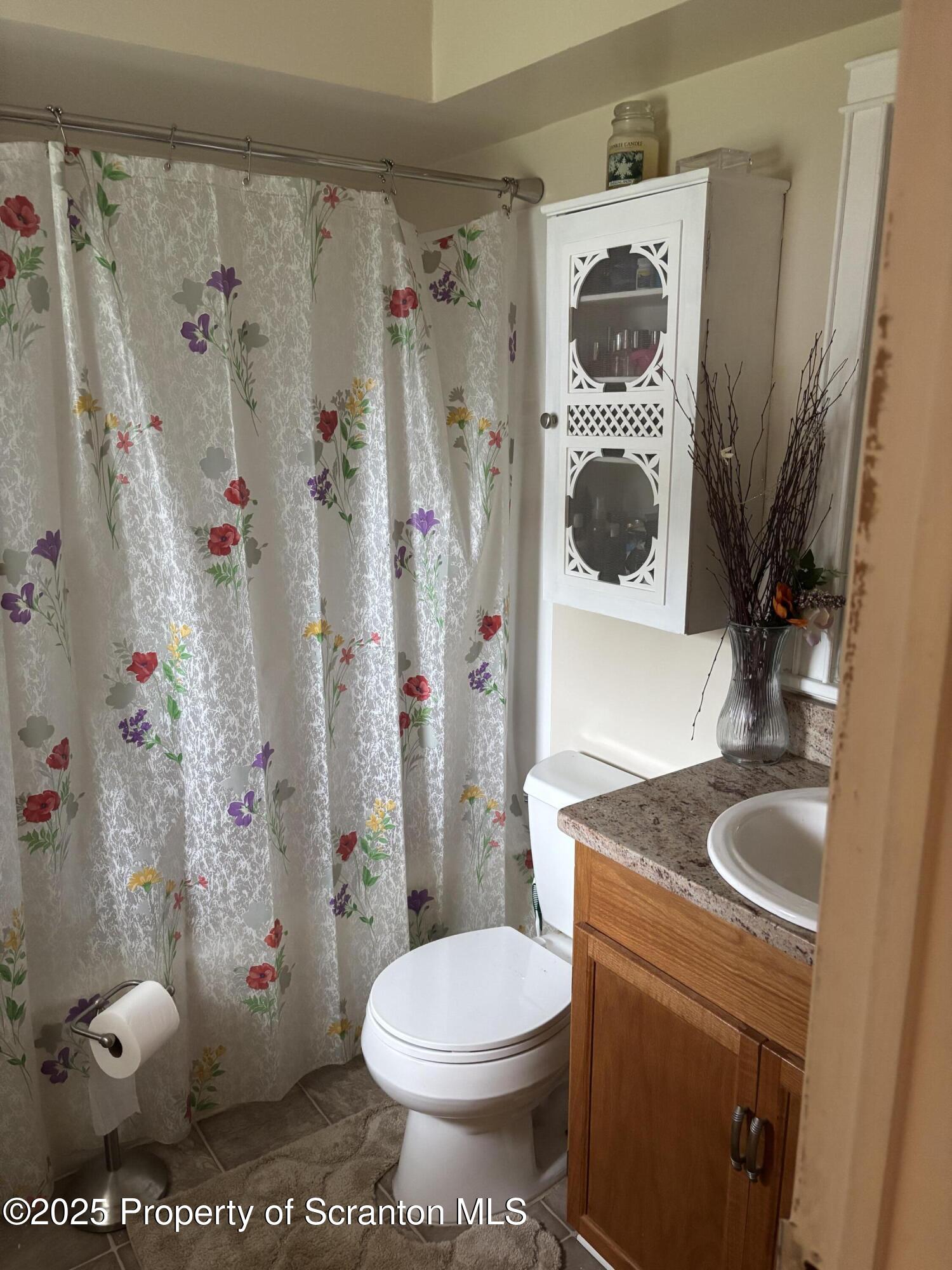 5036 Rear Birney Moosic, PA 18507 - Photo 34 of 35 a bathroom with a sink a toilet and shower curtain