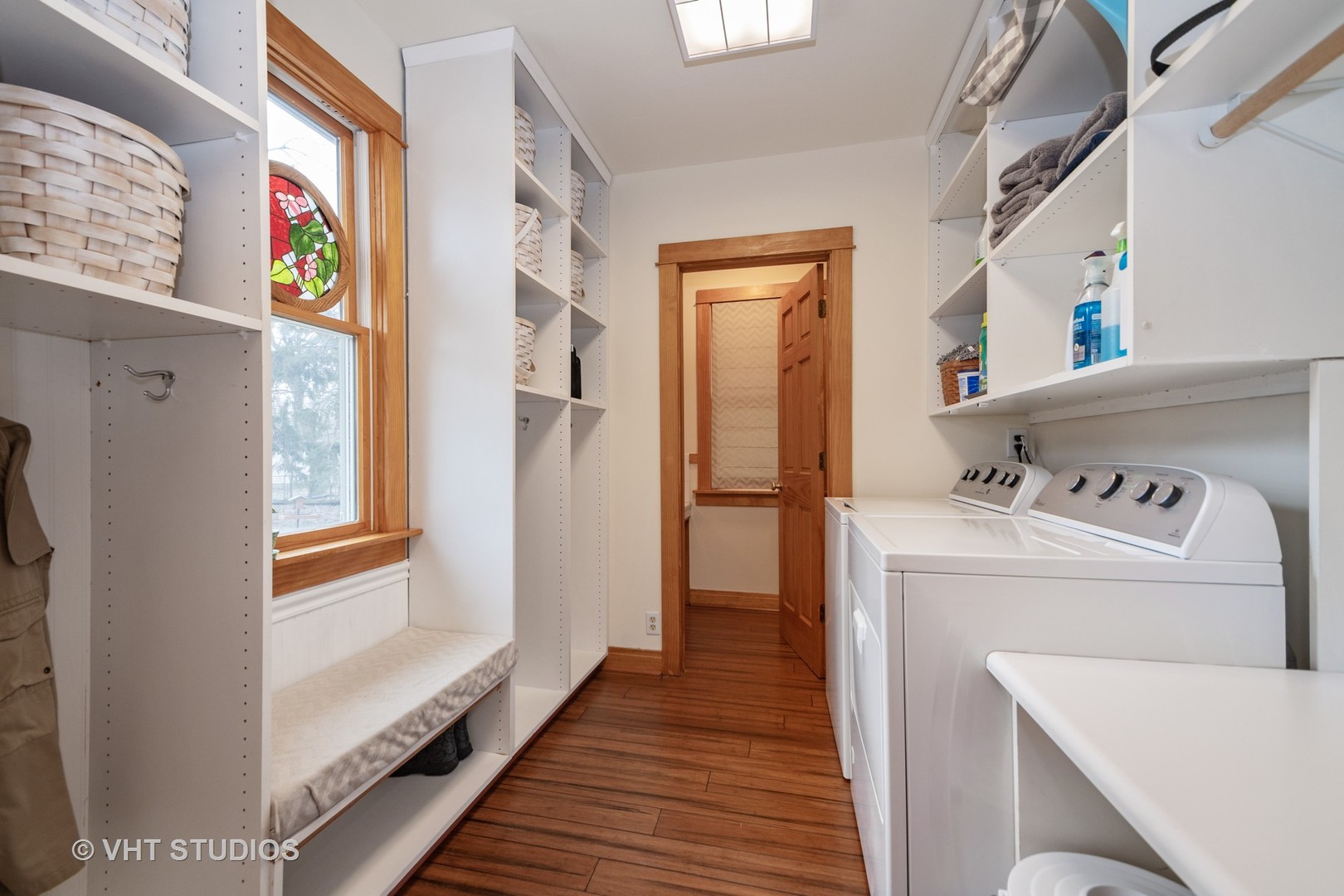 2105 Cedar Road Homewood, IL 60430 - Photo 12 of 23 a view of washer and dryer with wooden floor