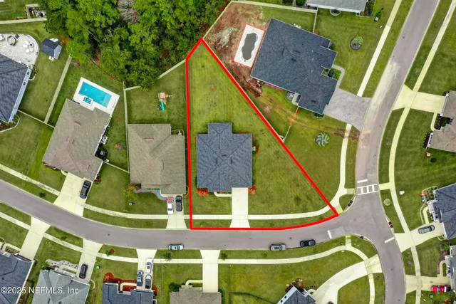 an aerial view of a house