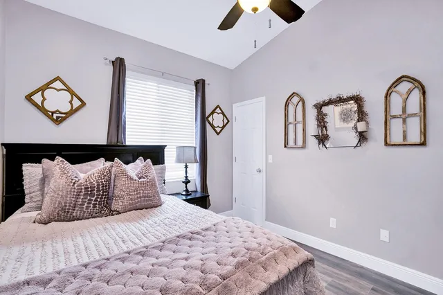 a bathroom with a bathtub and shower