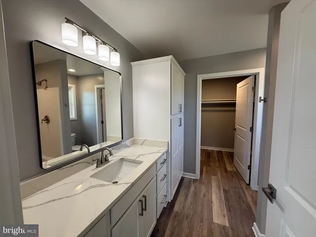 a view of small space with racks on the wall