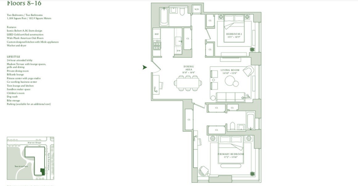 210 Warren Street, Unit 9G Manhattan, NY 10282 - Photo 11 of 11 a picture of a floor plan