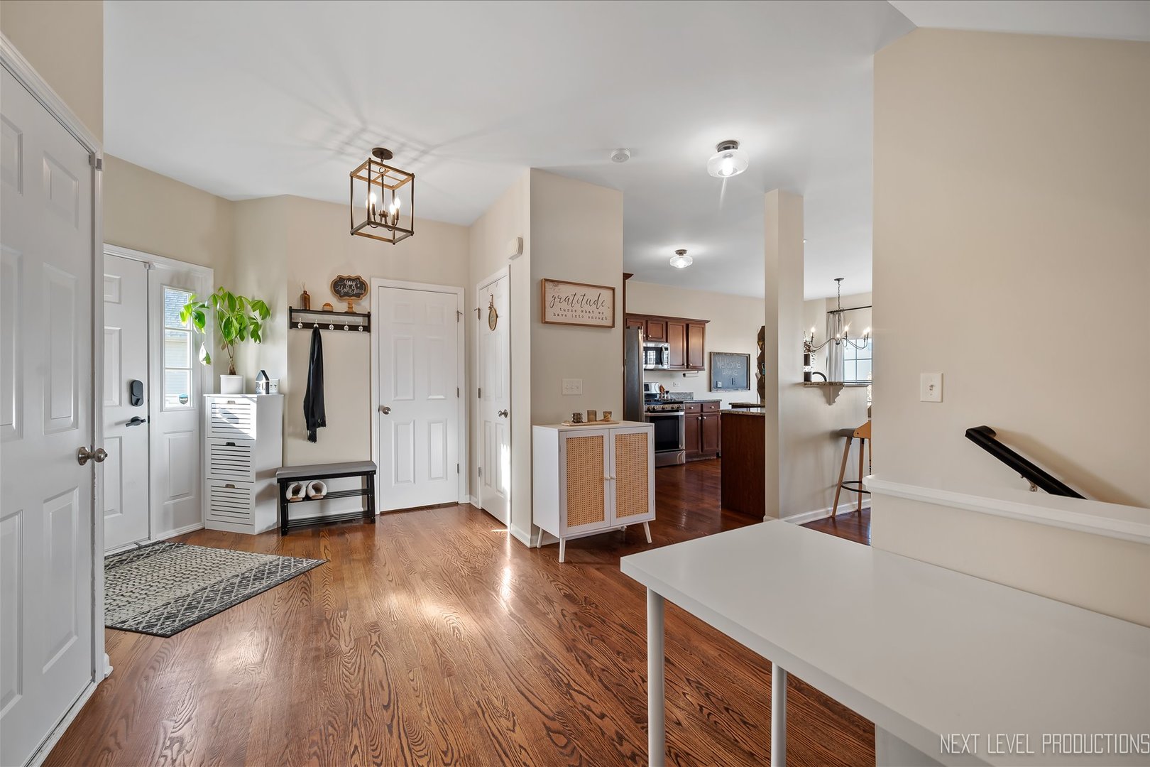 1164 Freedom Road Elburn, IL 60119 - Photo 7 of 31 a living room with stainless steel appliances kitchen island furniture and wooden floor