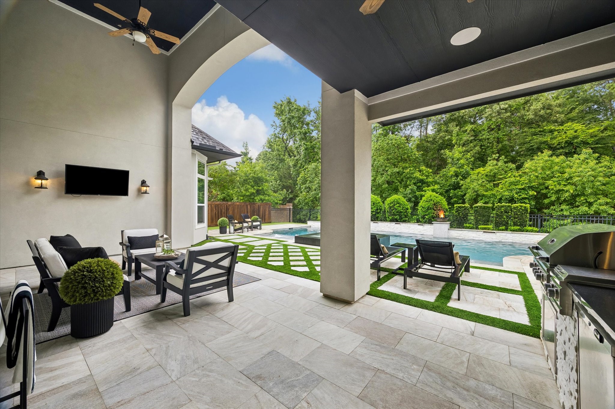 4011 Pleasant Ridge Drive Spring, TX 77386 - Photo 40 of 48 Extended covered patio with limestone pavers